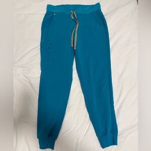 Figs Zamora Teal Blue Joggers with Elastic Waistband